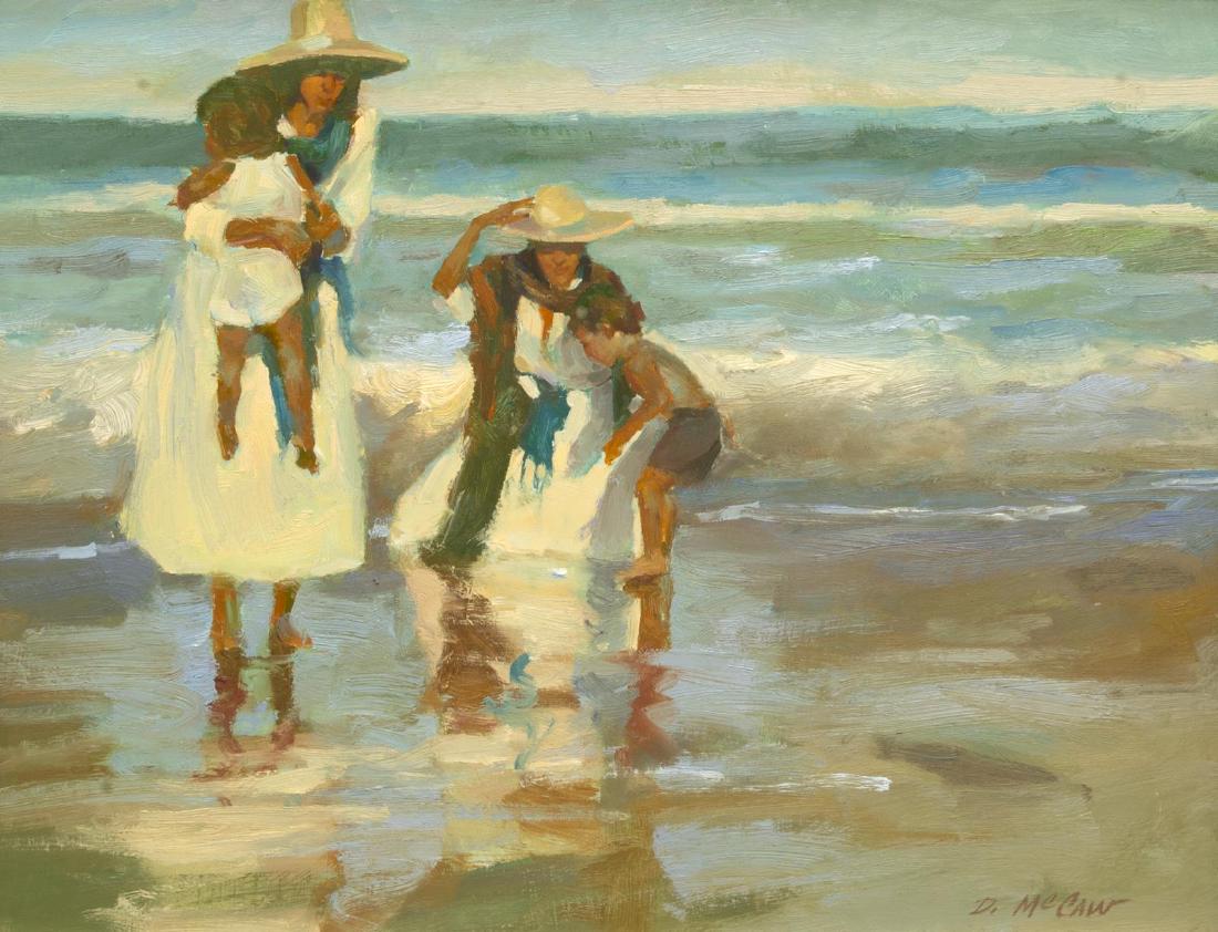 DAN McCAW (B.1942) "A SEA SHELL" OIL PAINTING: Framed oil painting on masonite, "A Sea Shell", signed lower right D. McCaw (Dan McCaw, California, Montana, b.1942), sight: 11.5"h, 15.5"w, overall: 20.5"h, 24.5"w, 7.25lbs Start Price: $600.00