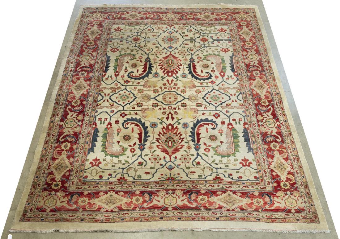 HAND-TIED AGRA INDIA RUG, 11'8" x 8'6": Hand-tied Agra, India, wool on cotton foundation, approx 11'8"l, 8'6"w Start Price: $300.00