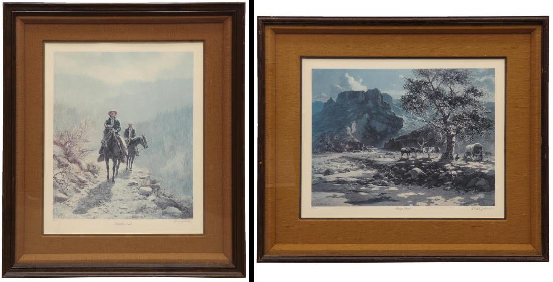 (2) OLAF CARL WIEGHORST (D.1988) SIGNED PRINTS: (lot of 2) Framed signed and numbered collector's prints, c. 1978, after Olaf Carl Wieghorst (Denmark, California, 1899-1988), produced by American Masters, printed by Jeffries Banknote Company, Colli