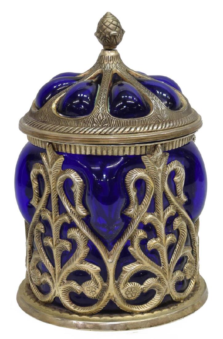 LARGE ROYAL SHEFFIELD COLLECTION BLUE SERVICE JAR (1 of 3)