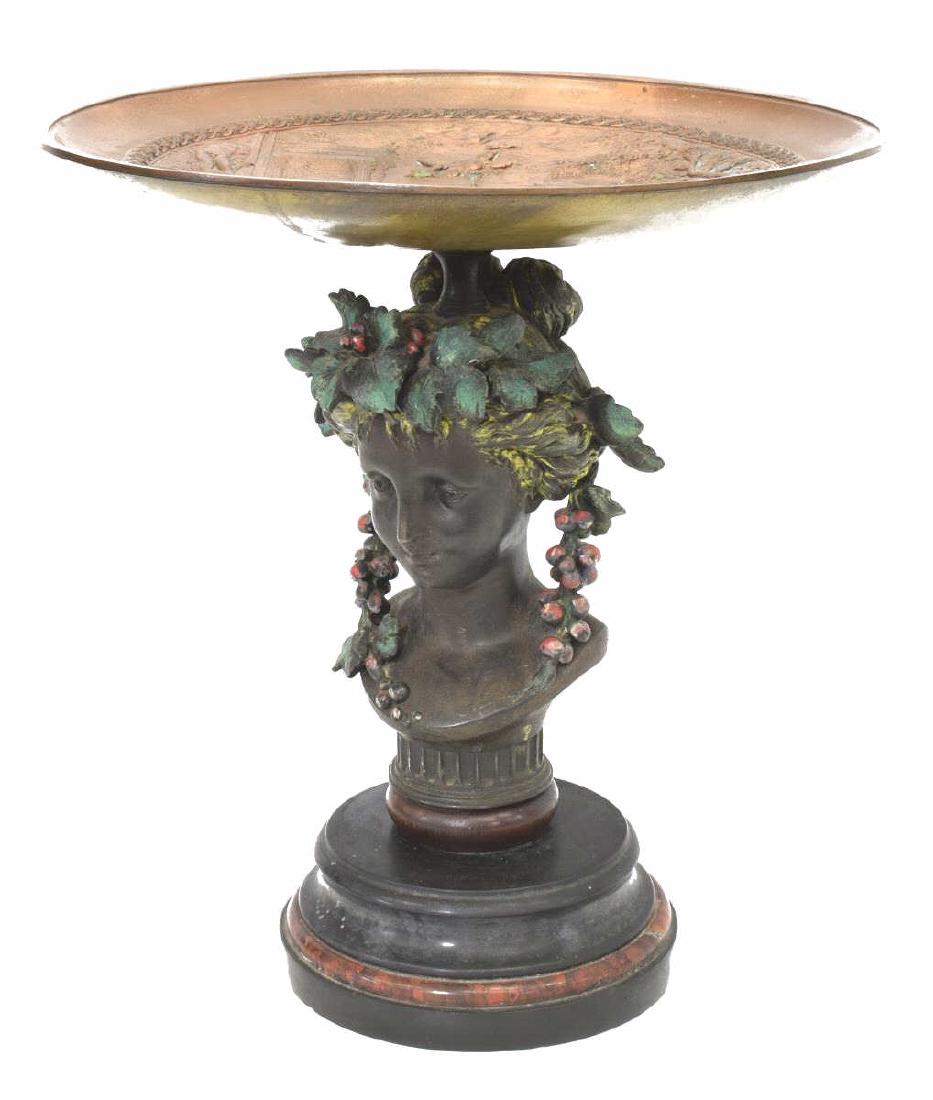 LARGE MIXED METAL BACCHANALIA FIGURAL TAZZA (1 of 5)