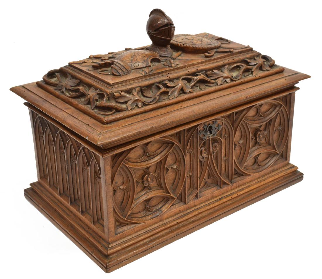 FINE FRENCH GOTHIC REVIVAL CARVED TABLE BOX (1 of 6)