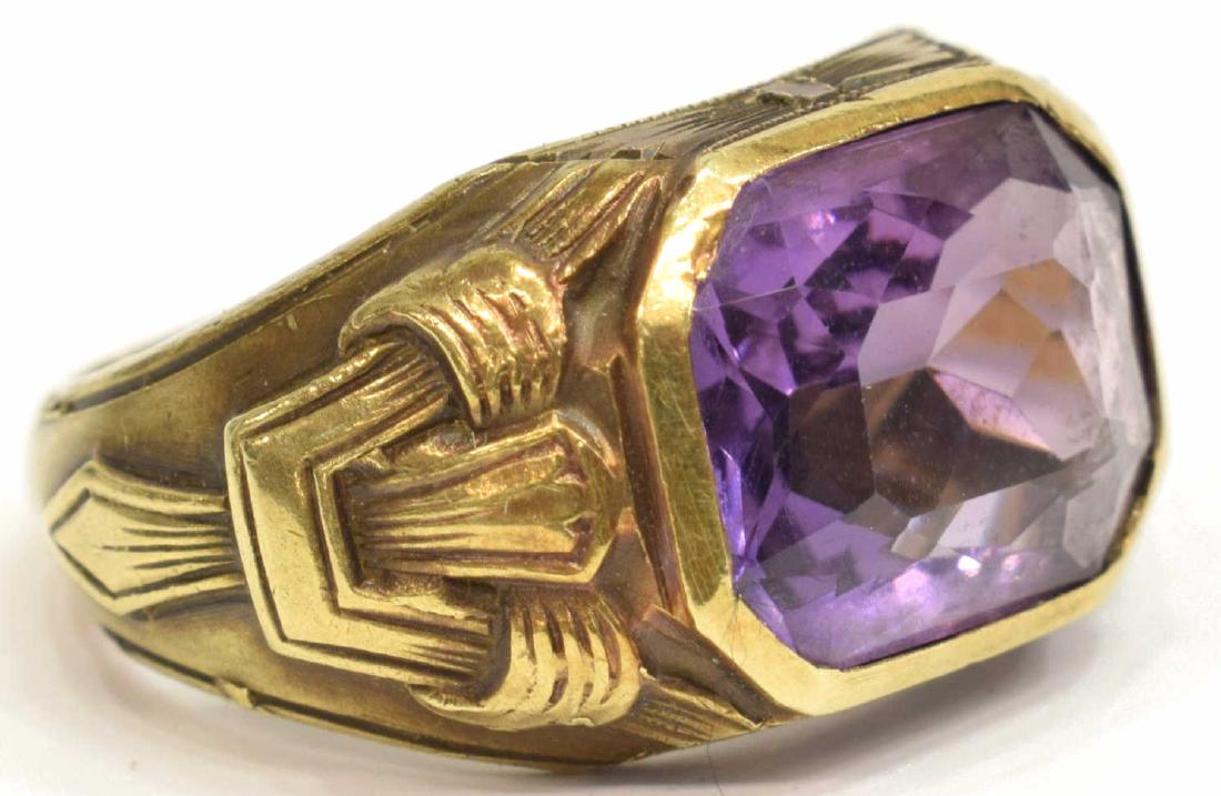 ANTIQUE ESTATE GENTS 14KT GOLD & AMEHTYST RING (1 of 5)