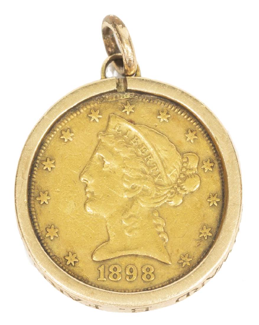 U.S. 1898 'S' LIBERTY HEAD HALF EAGLE, $5 GOLD COI (1 of 2)