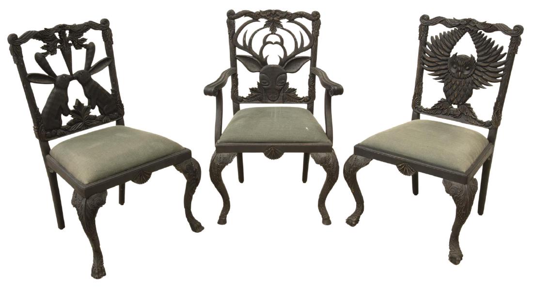 (3) CONTEMPORARY ROSEWOOD 'MENAGERIE' CHAIRS (1 of 5)