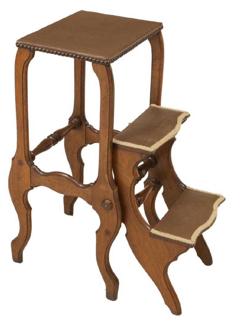 METAMORPHIC FOLDING WALNUT LIBRARY STEPS STAND (1 of 3)