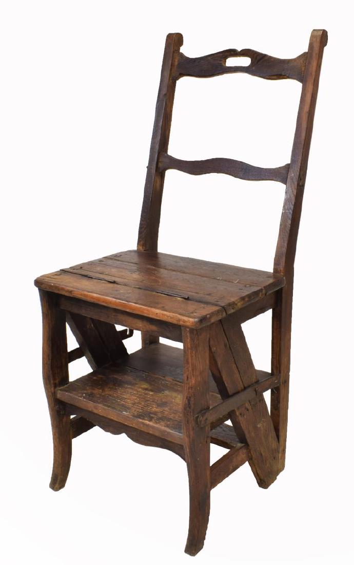 FRENCH PROVINCIAL METAMORPHIC LIBRARY LADDER CHAIR (1 of 6)