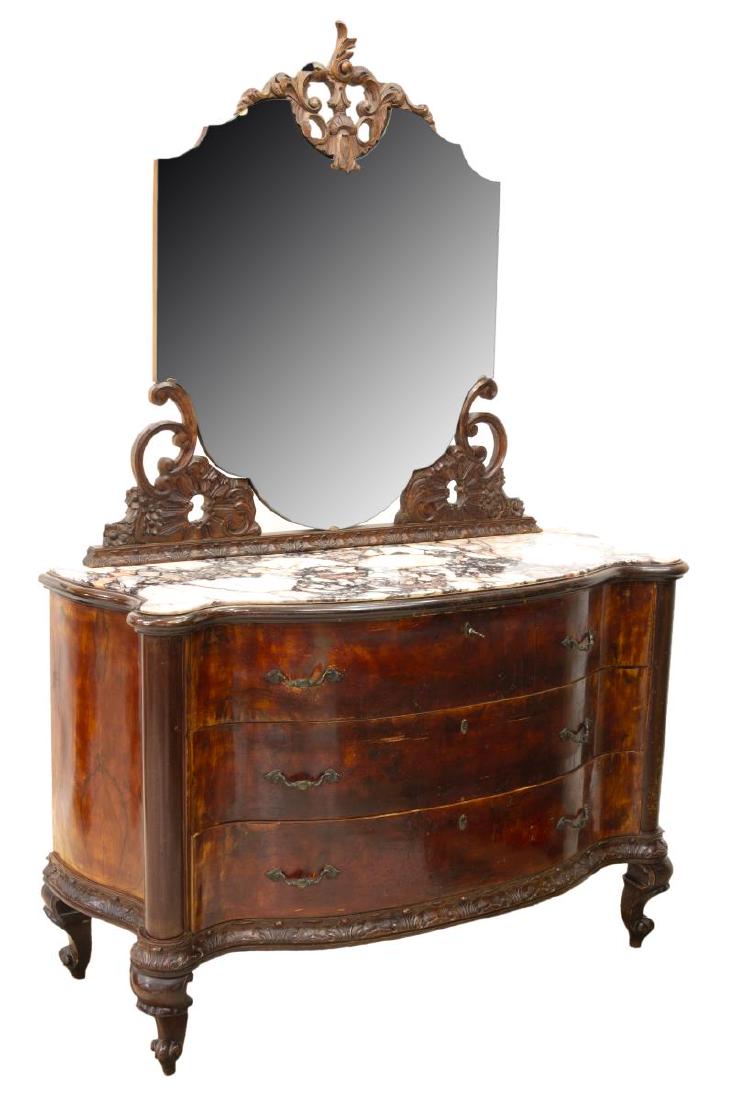 ITALIAN VENETIAN MARBLE-TOP COMMODE WITH MIRROR (1 of 5)