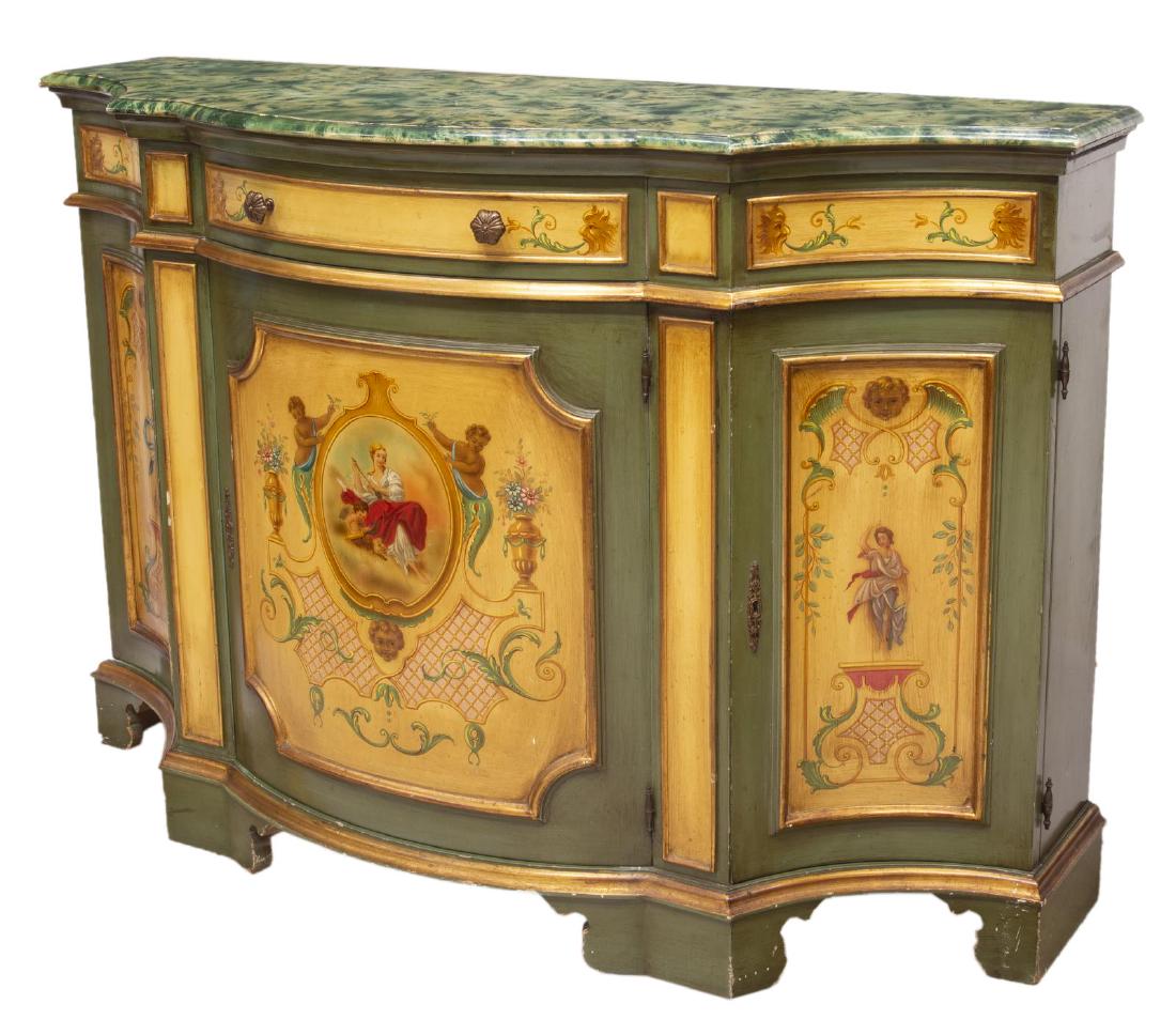 VENTIAN PAINTED FAUX MARBLE FIGURAL SIDEBOARD (1 of 6)