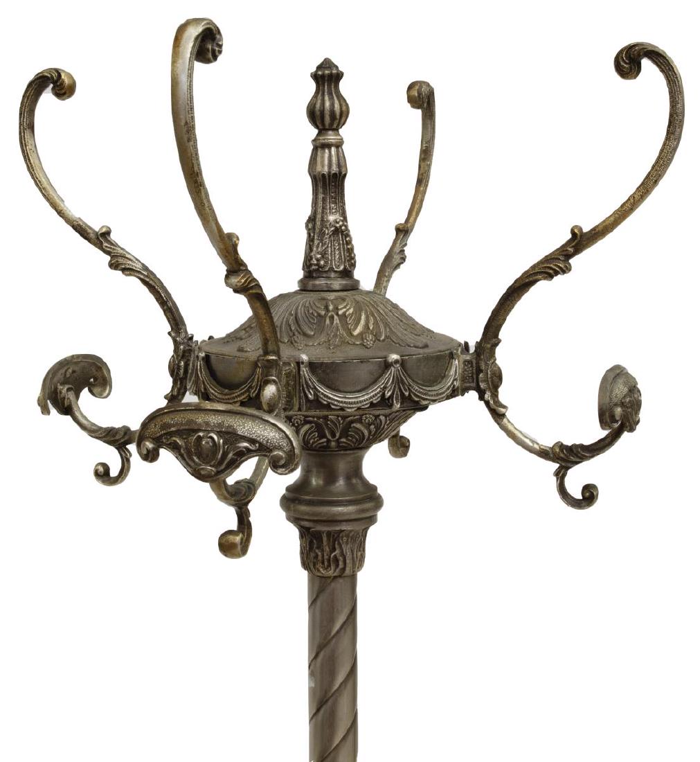 ITALIAN SILVERED METAL & ONYX STANDING HALL TREE (1 of 3)