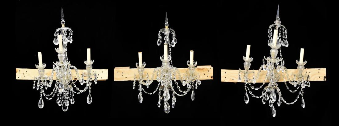 (3) CRYSTAL POINTED SPIRE THREE-LIGHT WALL SCONCES (1 of 2)