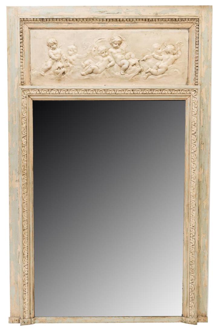 FRENCH LOUIS XVI STYLE PAINTED TRUMEAU MIRROR (1 of 4)