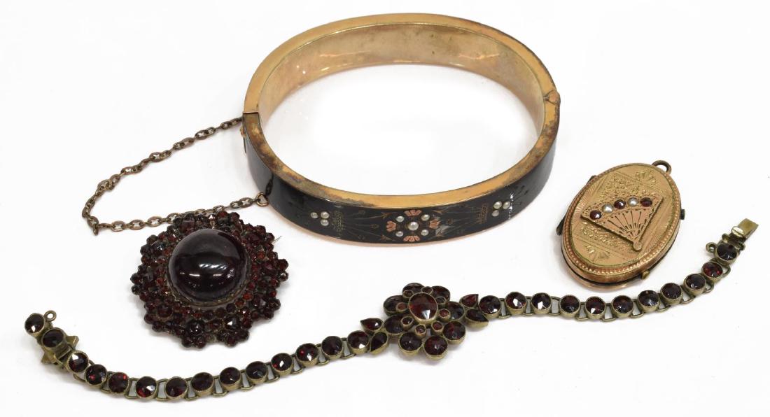 4) ESTATE JEWELRY GROUP, 14KT MOURNING BANGLE, ETC (1 of 8)