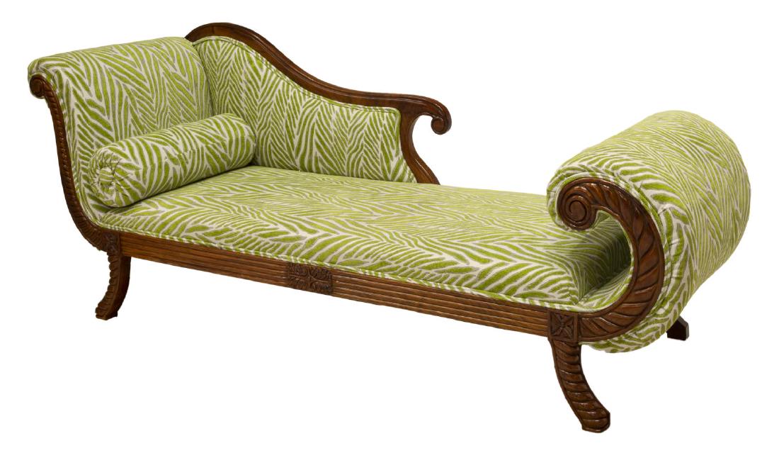 CONTEMPORARY INDONESIAN MAHOGANY CHAISE LOUNGE (1 of 3)
