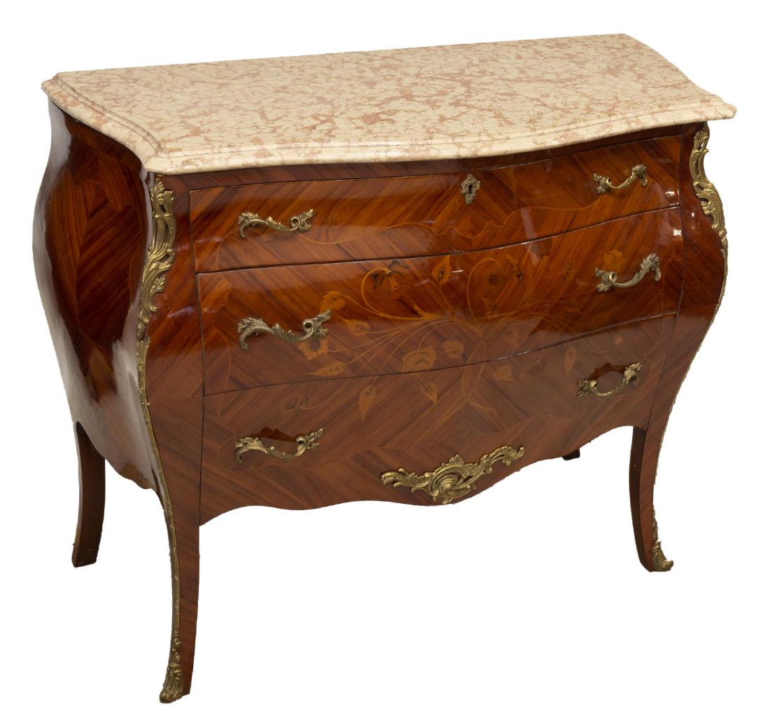 FRENCH LOUIS XV STYLE MARBLE-TOP COMMODE (1 of 5)
