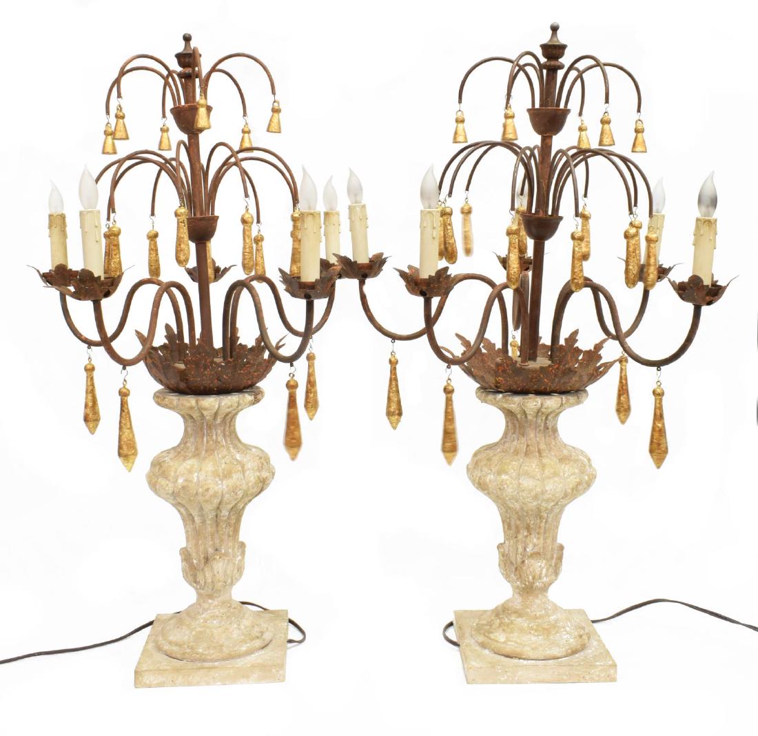 (PAIR) FIVE-LIGHT CANDELABRA TABLE LAMPS (1 of 2)