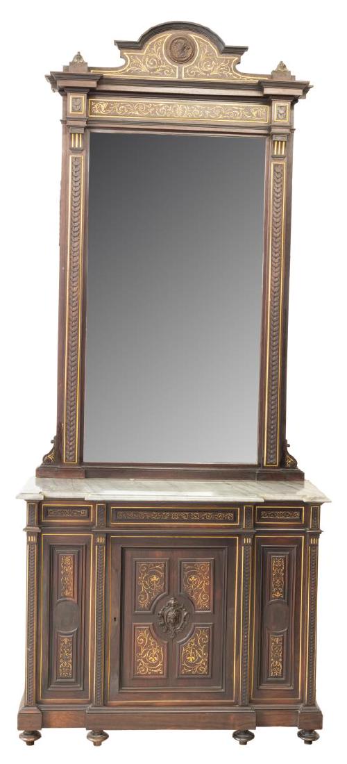 FRENCH NAPOLEON III ROSEWOOD CONSOLE & MIRROR (1 of 4)