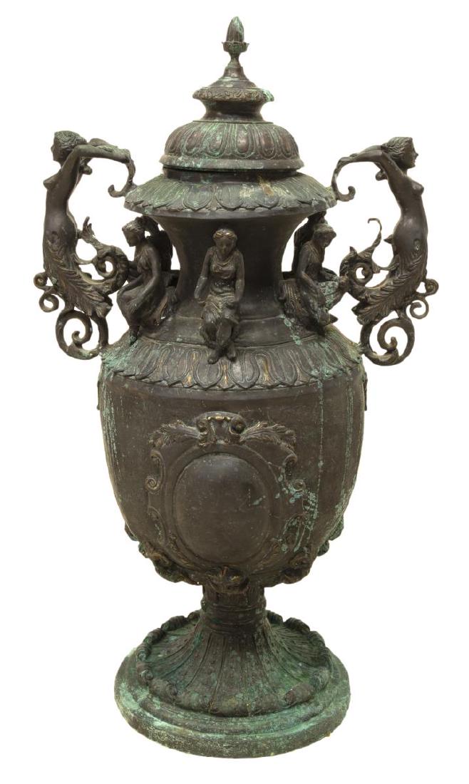 MAITLAND-SMITH PATINATED BRONZE LIDDED URN, 41.5"H (1 of 6)