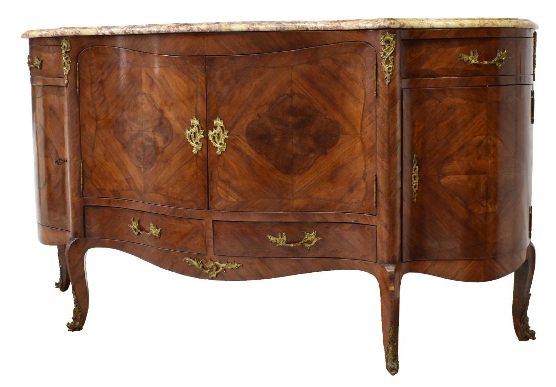 FRENCH LOUIS XV STYLE MARBLE-TOP SIDEBOARD (1 of 6)