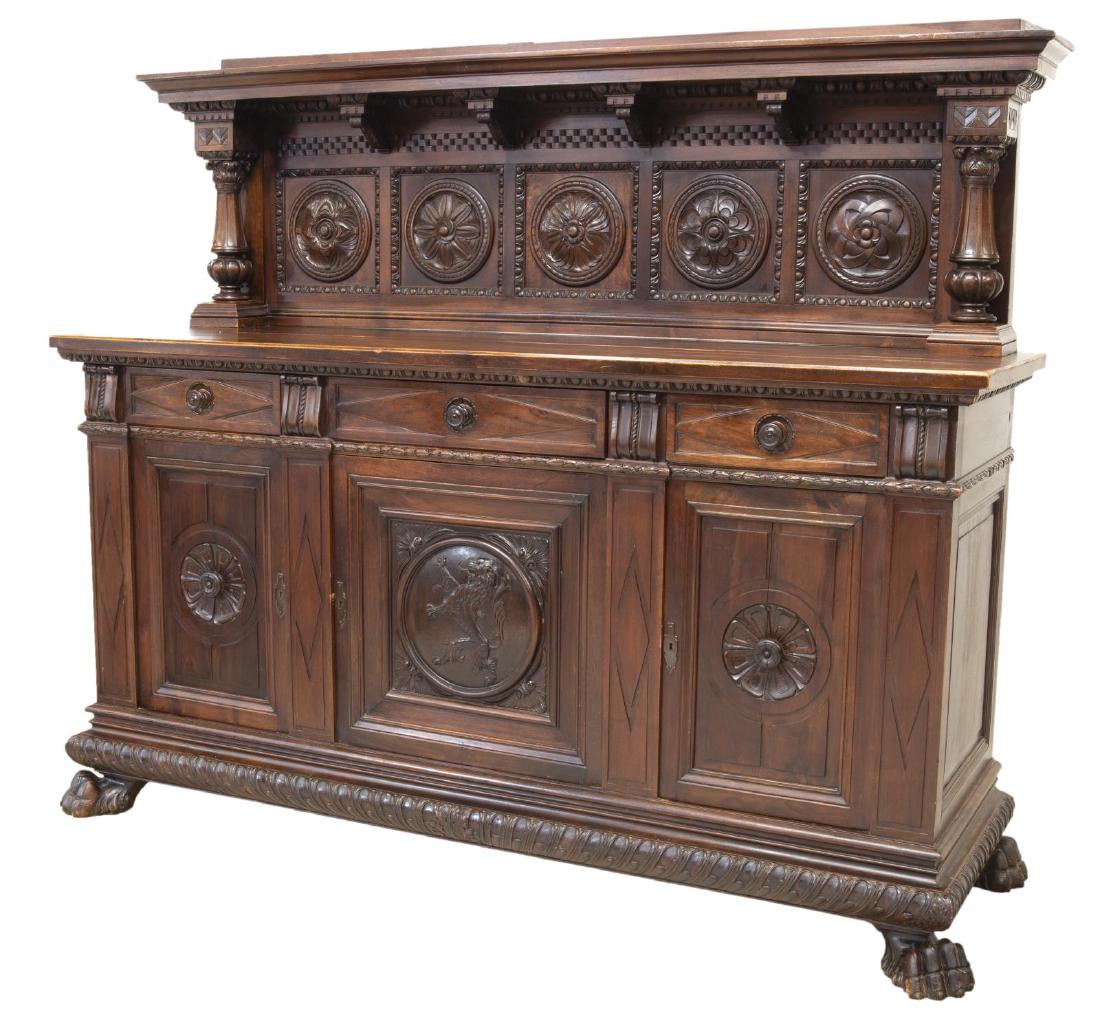 ITALIAN RENAISSANCE REVIVAL WALNUT SIDEBOARD (1 of 5)
