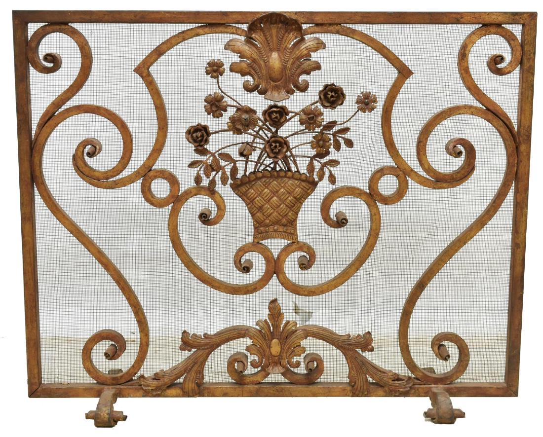 LOUIS XV STYLE NAOS FORGED IRON FIRE SCREEN (1 of 4)