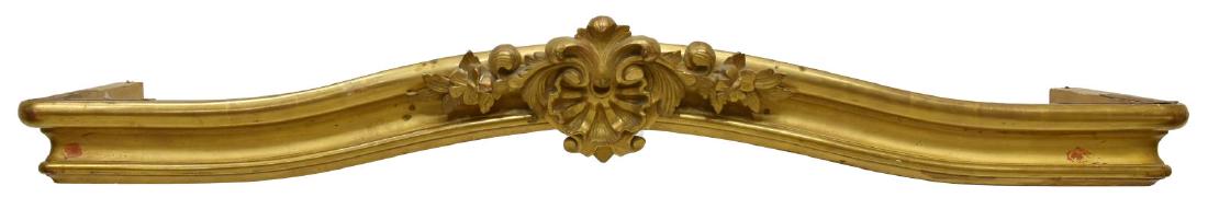 ITALIAN GILTWOOD ARCHITECTURAL VALANCE, 54.75"L: Italian architectural giltwood pelmet, 19th c., having rocaille, floral and foliate carving, approx 9"h, 54.75"w, 5"d Start Price: $200.00