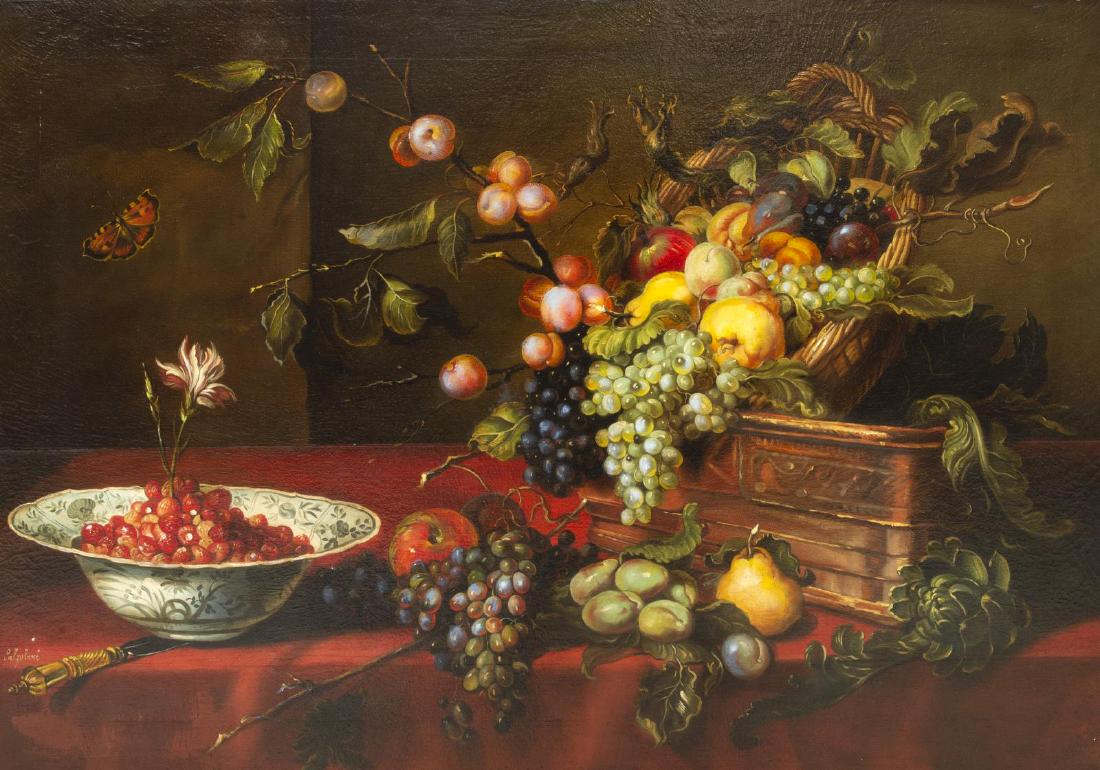 FRAMED STILL LIFE OIL PAINTING SIGNED CALZOLARI (1 of 6)