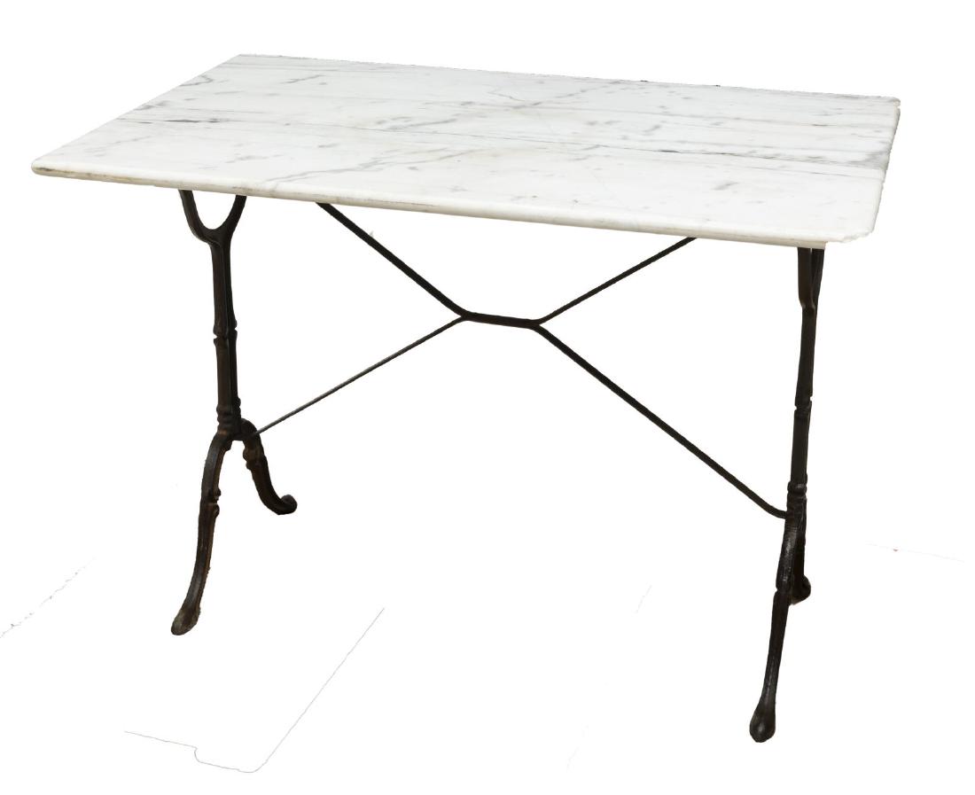 FRENCH PARISIAN MARBLE-TOP CAST IRON BISTRO TABLE (1 of 3)