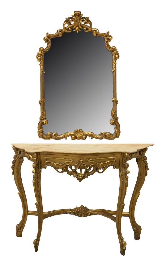 LOUIS XV STYLE GILTWOOD CONSOLE TABLE & MIRROR (1 of 3)