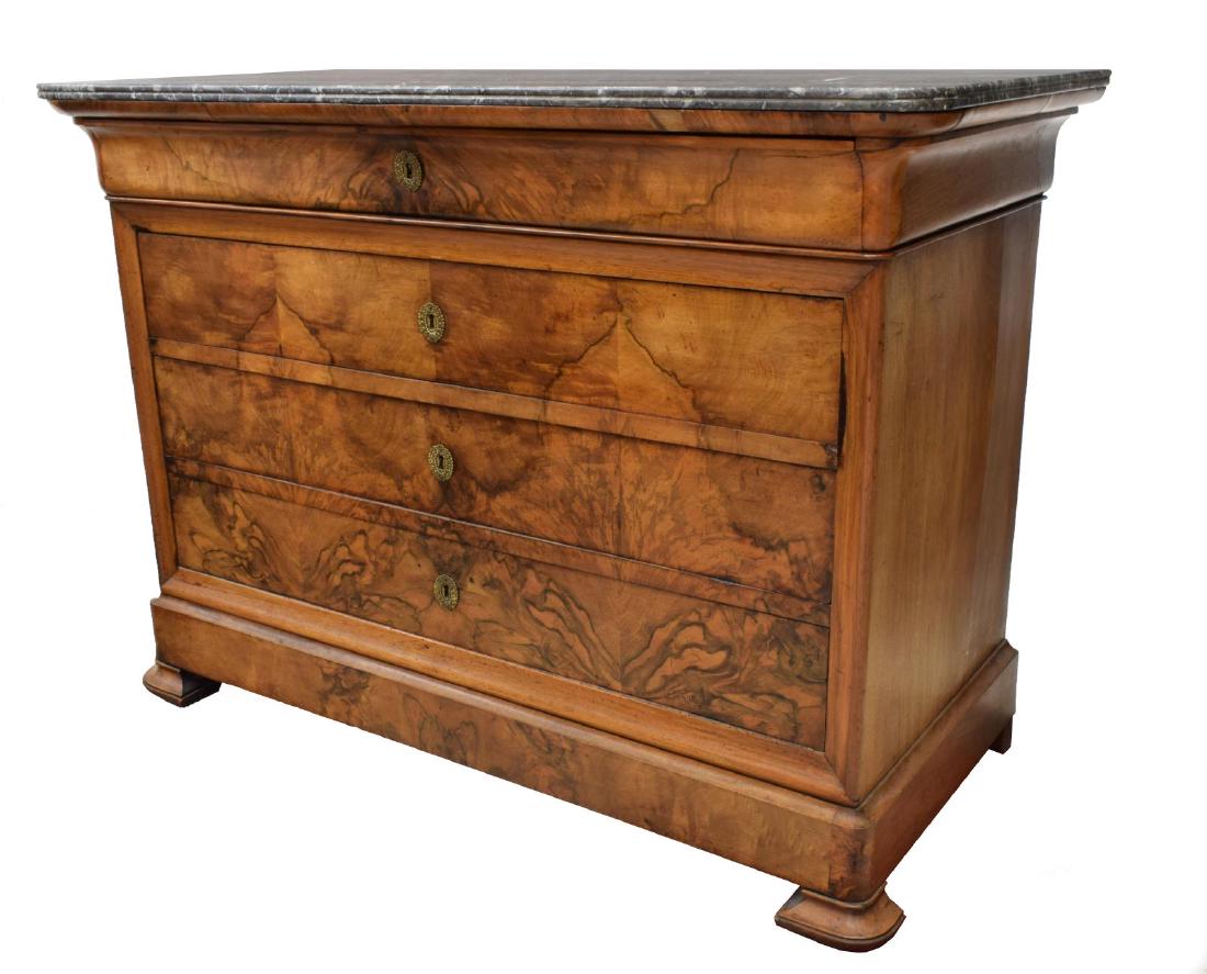FRENCH CHARLES X MARBLE-TOP WALNUT COMMODE (1 of 6)