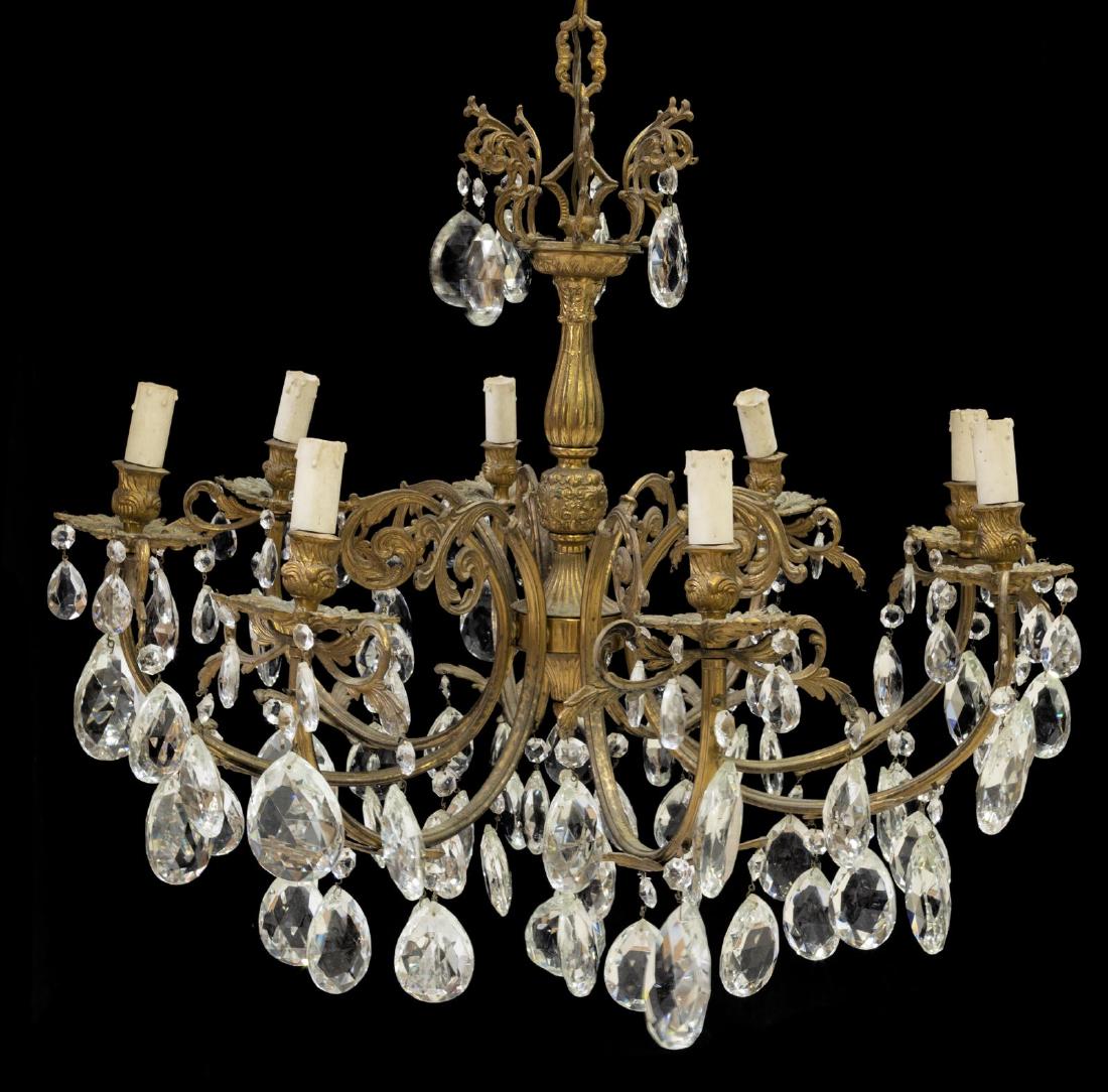 ITALIAN CRYSTAL & GILT METAL 8-LIGHT CHANDELIER (1 of 1)