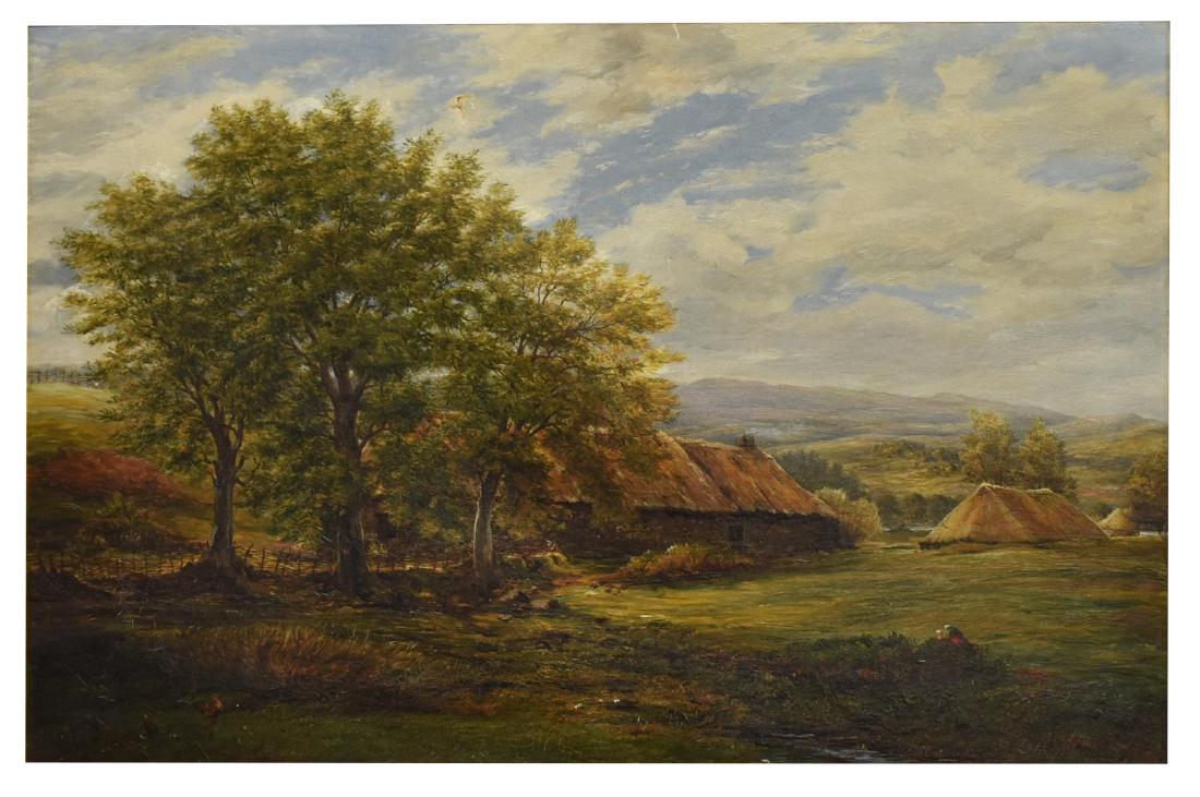 LANDSCAPE WITH COTTAGES PAINTING SIGNED J. GREY (1 of 4)
