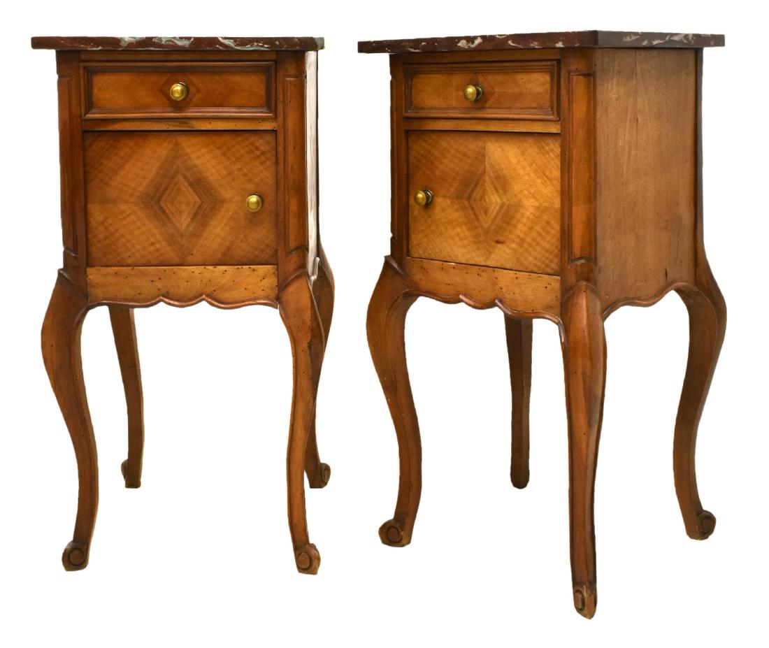 (2) FRENCH LOUIS XV STYLE MARBLE-TOP SIDE CABINETS (1 of 3)