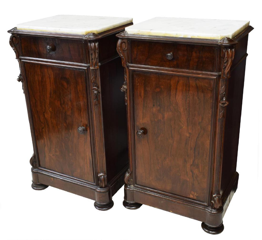 (2) FRENCH CHARLES X FIGURED WOOD BEDSIDE CABINETS (1 of 4)