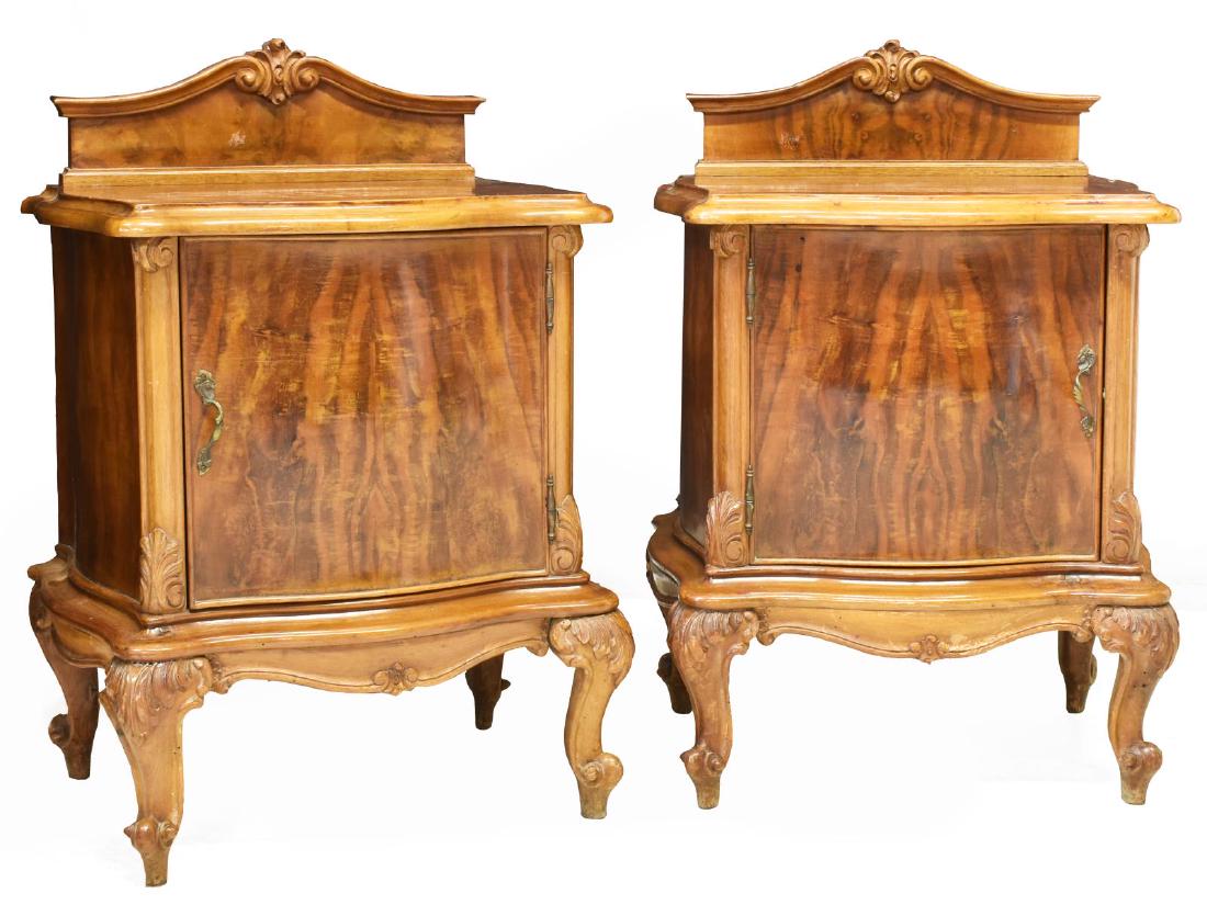 (PAIR) ITALIAN VENETIAN BURLWOOD BEDSIDE CABINETS (1 of 4)