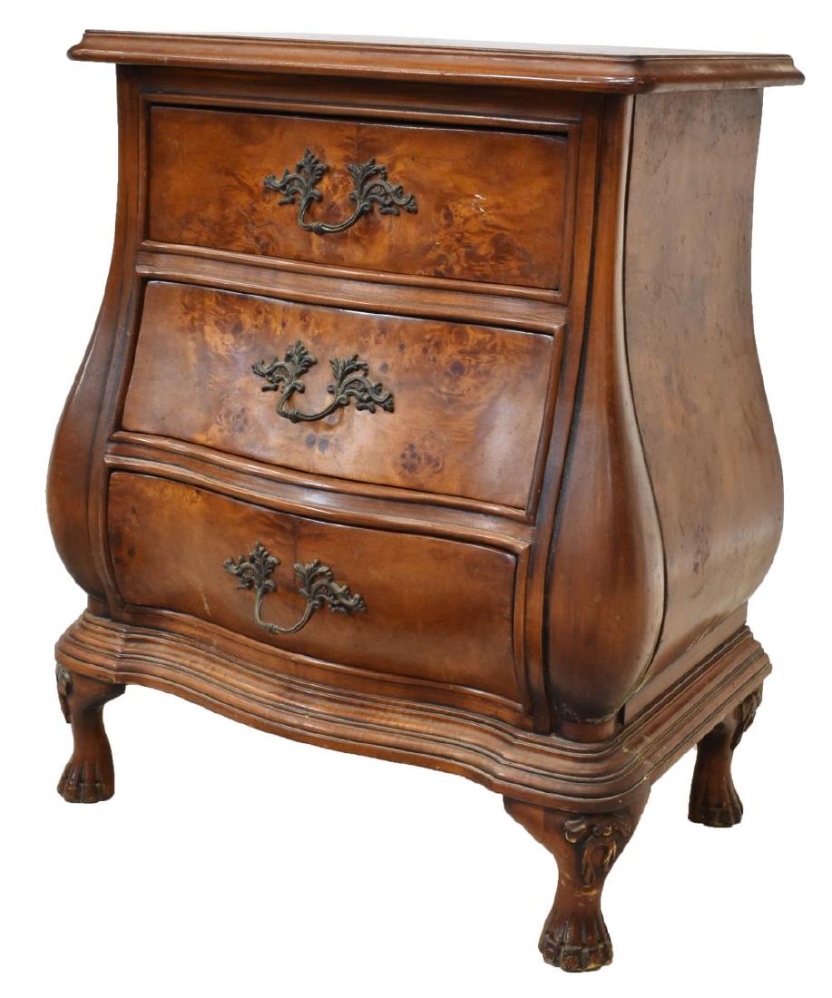 VINTAGE CONTINENTAL BURLWOOD BOMBE BEDSIDE CABINET (1 of 5)