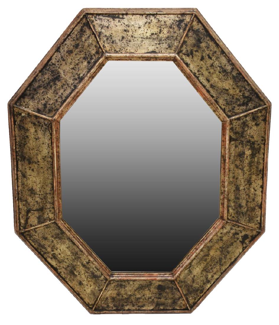 FRENCH OCTAGONAL SILVER TONED WALL MIRROR (1 of 3)