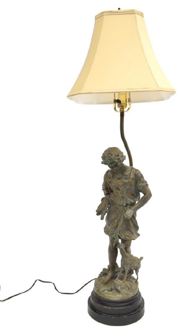 SPELTER SHEPHERD SCULPTURE SINGLE-LIGHT TABLE LAMP (1 of 5)