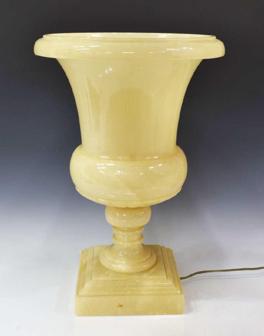 ALABASTER URN-FORM TORCHIERE TABLE LAMP (1 of 2)