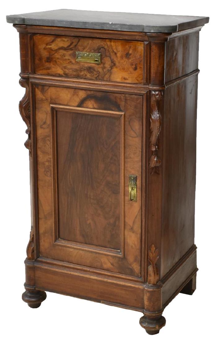 LOUIS PHILLIPE STYLE MARBLE TOP BEDSIDE CABINET (1 of 5)