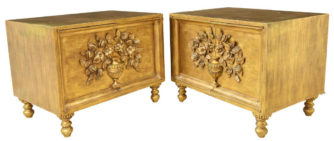 (PAIR) BEDSIDE CABINETS IN GILT PAINTED FINISH (1 of 5)