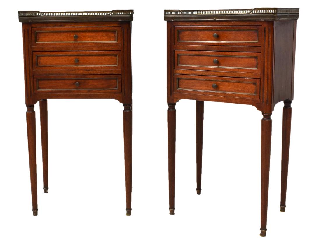 (2) ITALIAN LOUIS XVI STYLE MARBLE-TOP NIGHTSTANDS (1 of 4)