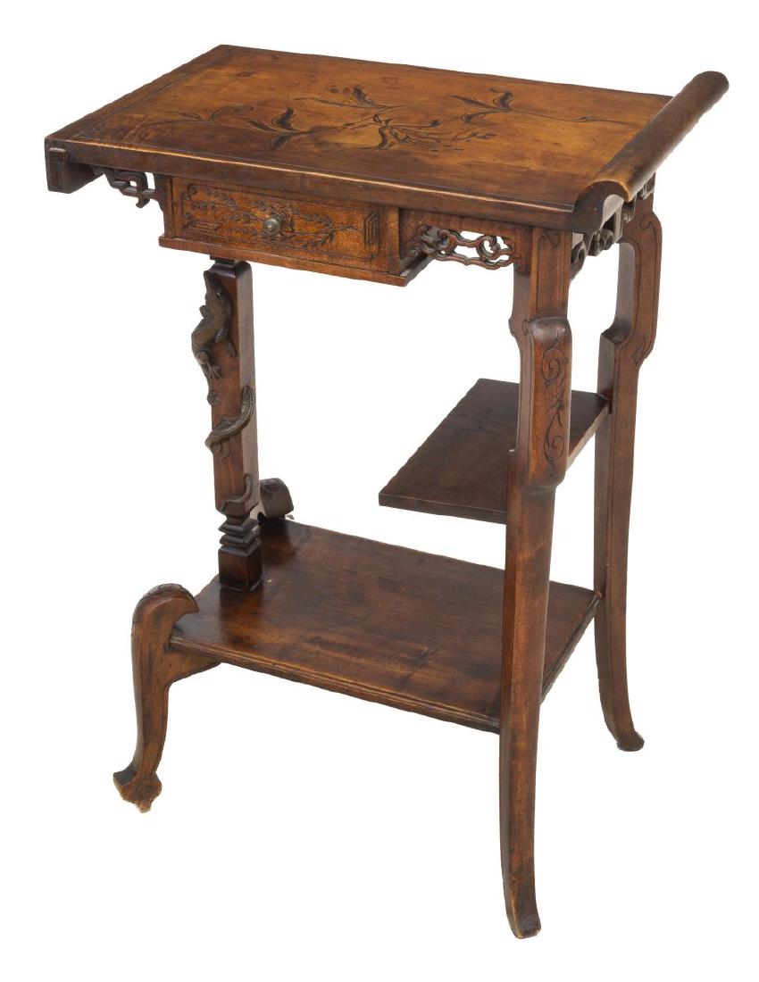 CHINOISERIE STYLE CARVED HARDWOOD SIDE TABLE (1 of 5)