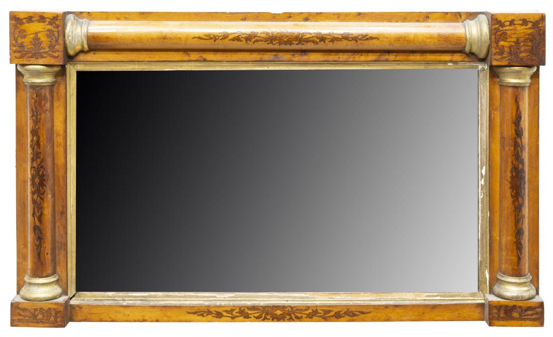 AMERICAN EMPIRE STYLE MARQUETRY WALL MIRROR (1 of 3)