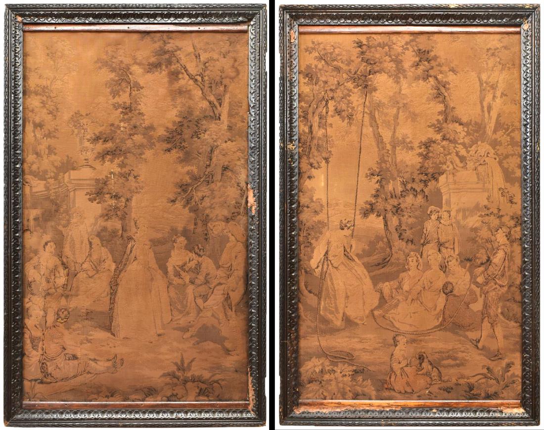(2) FRAMED ROCOCO STYLE JACQUARD WOVEN TAPESTRIES (1 of 5)