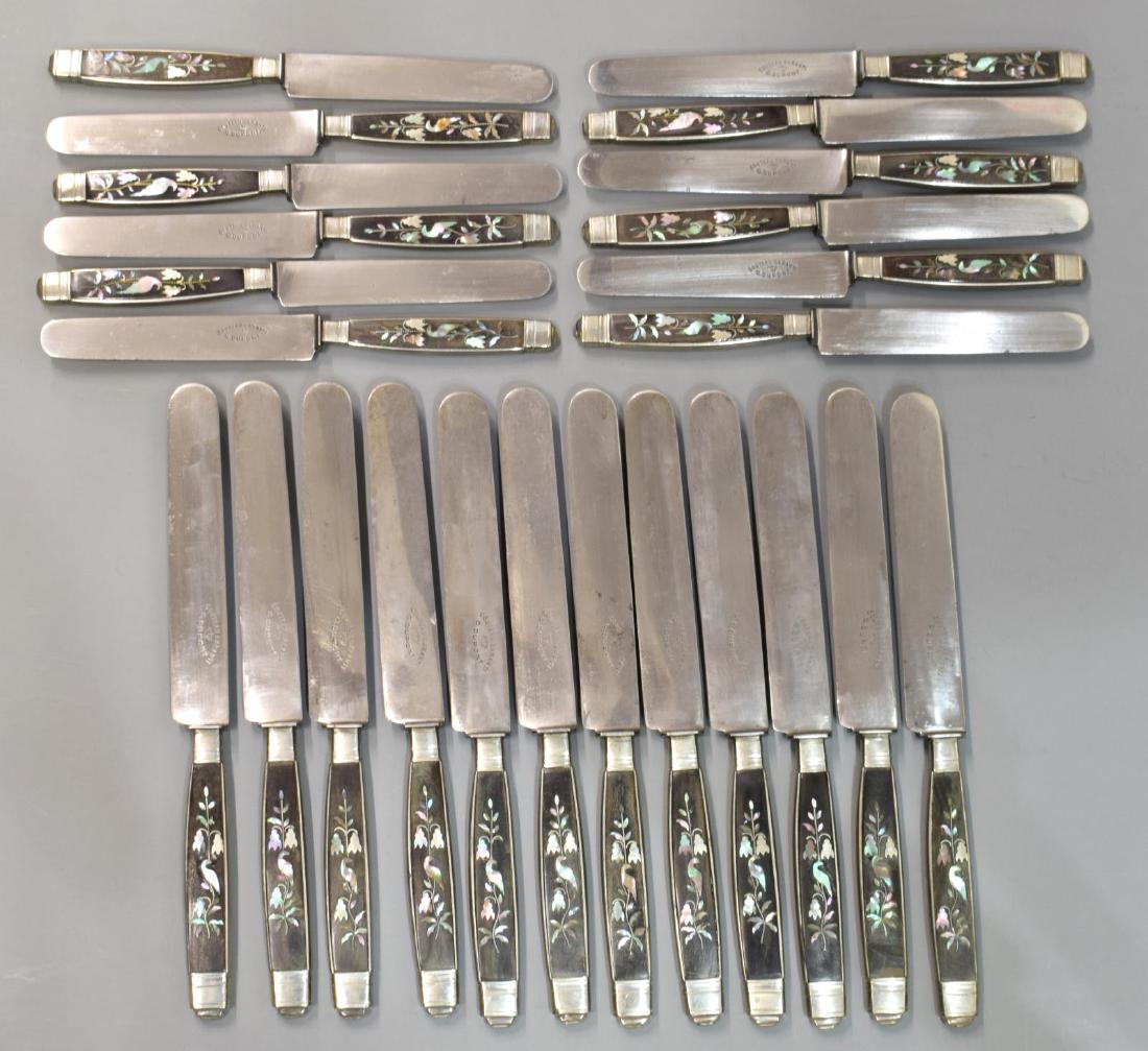 24) C. DUPONT SILVERPLATE HORN & MOP HANDLE KNIVES (1 of 5)