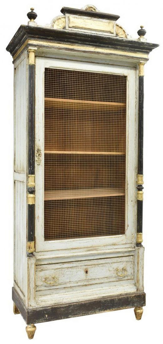 FRENCH DISTRESSED PAINTED BOOKCASE, 19TH C. (1 of 4)