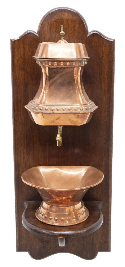 FRENCH SEGUIN COPPER LAVABO ON OAK BACKBOARD (1 of 2)