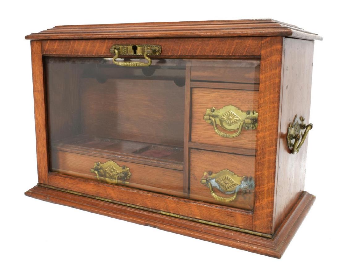 ENGLISH OAK STATIONARY DESK BOX W/ FITTED INTERIOR (1 of 5)