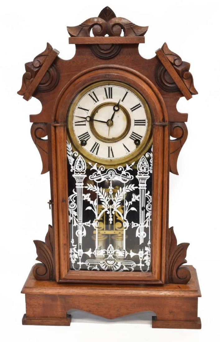 ANSONIA CLOCK CO. WALNUT GINGERBREAD SHELF CLOCK (1 of 6)
